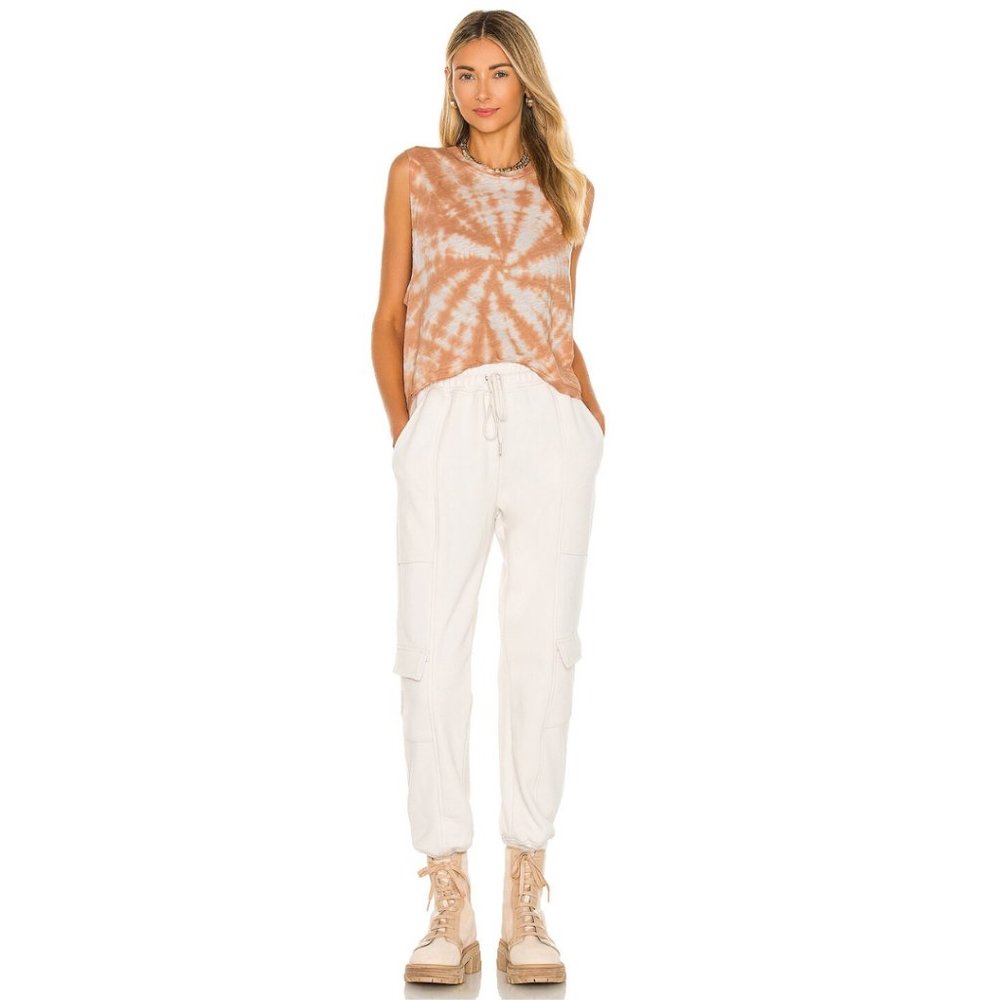 NEW Free People Love Tank Tie Dye Crop Top Lotus Orange White Womens Size M